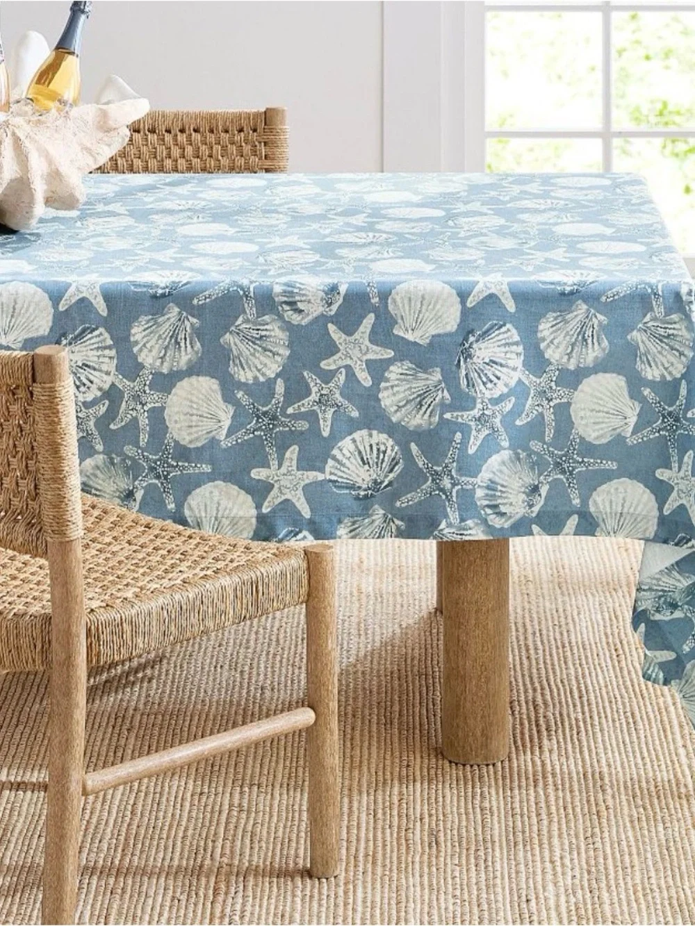 Pottery Barn Blue Shell & Starfish Tablecloth